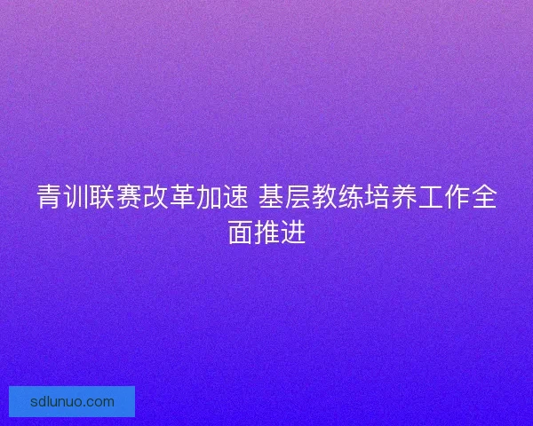 青训联赛改革加速 基层教练培养工作全面推进